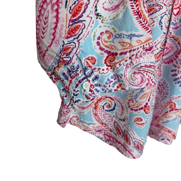 Lauren Ralph Lauren Women's L Paisley Long Sleeve Button-Up Shirt Pink Blue - Picture 5 of 7